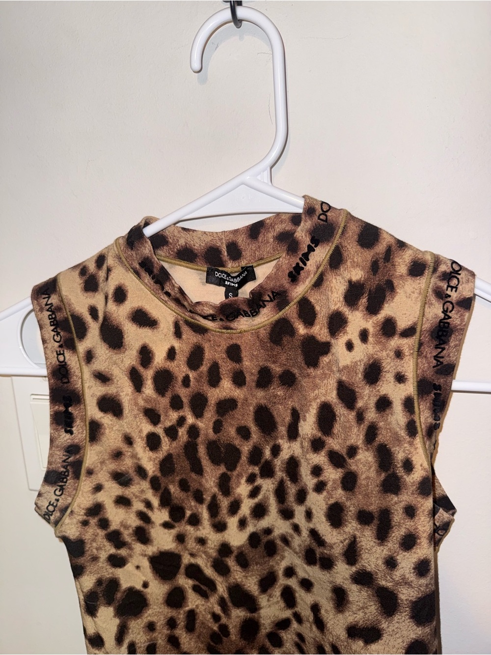 Skims Dolce and Gabbana Cotton Jersey Mock Neck Tank Leopard Small - Picture 3 of 7
